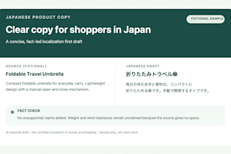 draft japanese ecommerce product copy