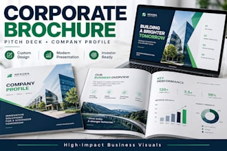 design investor pitch deck, company profile and corporate brochure