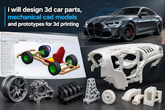 design 3d car parts, mechanical cad models and prototypes for 3d printing