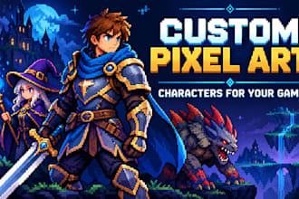 create custom 2d pixel art sprites and game character animations