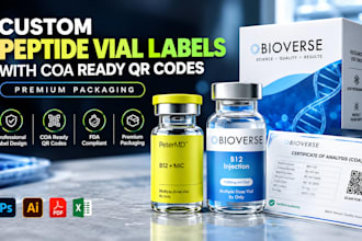 design custom peptide vial labels with coa ready qr codes premium packaging