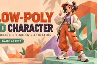 do 3d low poly modeling character, rigging for game assets and animation