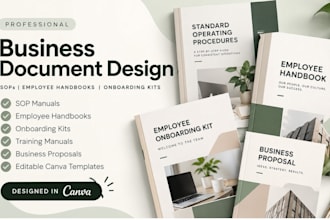 design branded sop employee handbook, onboarding kit, business document in canva
