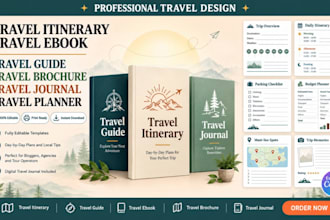 design and write travel guide, travel itinerary, travel planner, travel brochure