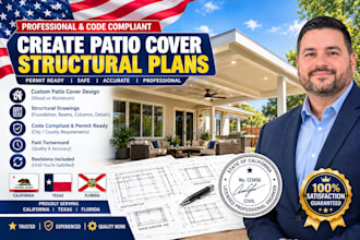 create patio cover structural plans and cad drawings