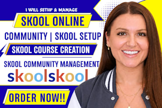 do skool community setup skool online course creation skool community management