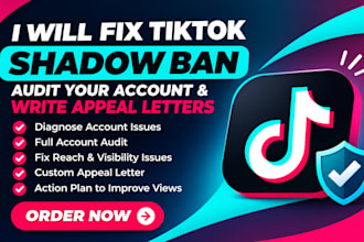 audit tiktok account issues, troubleshoot reach drops, and write appeal letters