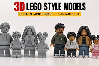 create 3d lego style models, minifigures, 3d lego model, character and stl file