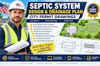 design septic system drainage plan certified city permit drawing