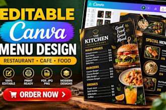 design an editable canva restaurant menu and price list