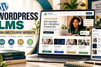 build wordpress lms website with courses, student login and payments