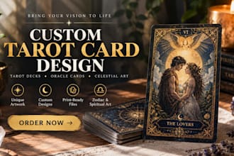 do custom tarot card template board game card oracle deck zodiac card illustrate