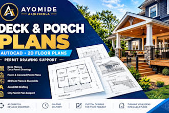 draft deck permit plans, porch blueprints and 2d autocad floor plans