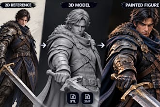 convert 2d character design to 3d realistic model toy anime stl 3mf for printing
