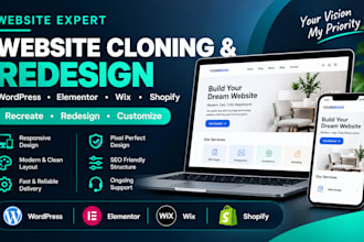 clone, duplicate, redesign, or recreate your wordpress, wix, or shopify website