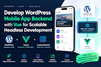develop wordpress mobile app backend with vue for scalable headless development