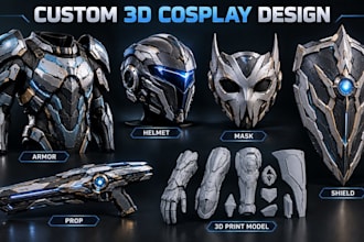 build wearable 3d cosplay creation, cosplay armor, cosplay model, prop, mask