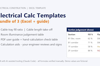 send you excel cable tray fill and cable length calculation templates