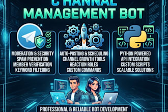 develop custom telegram group channel management bot python automation