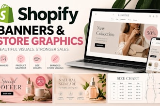 design shopify banners, product graphics, size charts and branded store visuals