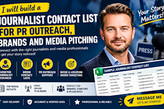 build a journalist contact list for PR outreach, brands and media pitching