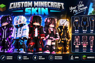 create custom minecraft skins for java bedrock pvp and redesigns