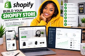 build shopify store design, shopify website dropshipping ecommerce online store