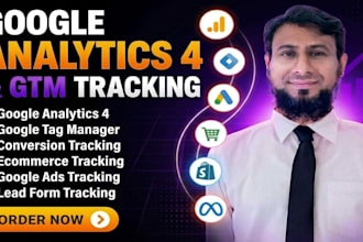 setup google analytics 4, and ga4 ecommerce, conversion tracking GTM
