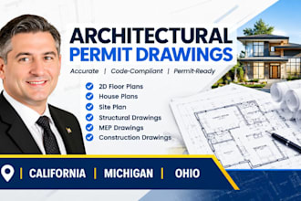 permit drawing architecture 2d floor plan autocad house california michigan ohio