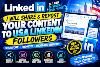 shoutout share repost your content website to usa linkedin followers promotion