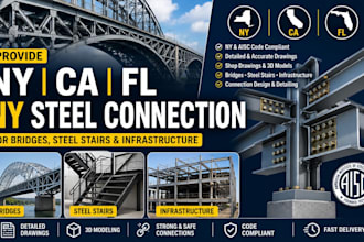 provide ny ca fl steel connection for bridges, steel stairs and infrastructure