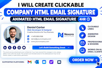 create clickable company html email signature, animated html email signature 4hr
