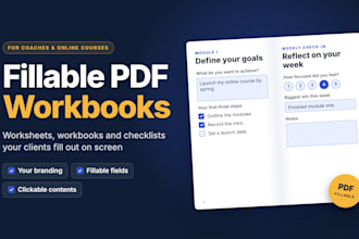 design a fillable PDF workbook, worksheet or checklist