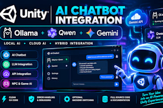 integrate unity ai chatbot integration, ollama, qwen llm google gemini API grok