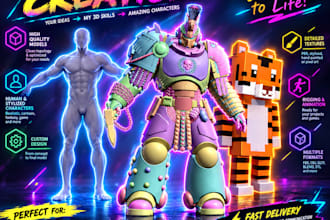 create 3d characters, rigs and animations