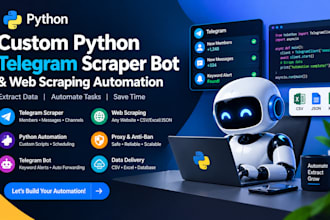 build a custom python telegram scraper bot and web scraping automation script