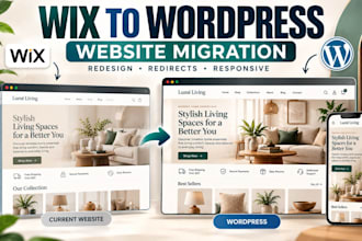 migrate wix to wordpress with responsive redesign and SEO redirects