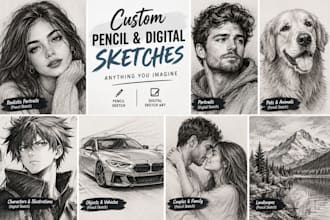 sketch anything in stunning hand drawn pencil or digital sketch art