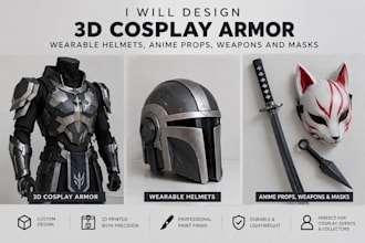 3d cosplay armor, wearable helmets, anime props, weapons and masks