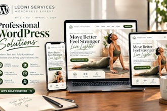 design a wordpress pilates studio website with class booking, responsive website