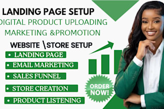 do landing page design, digital store setup, and sales funnel