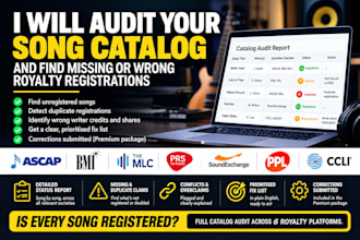 audit your song catalog and find missing or wrong royalty registrations