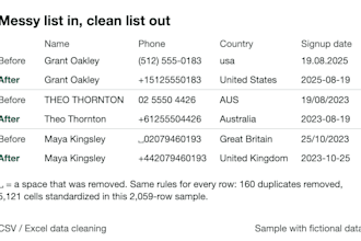 clean, deduplicate and standardize your CSV or excel data