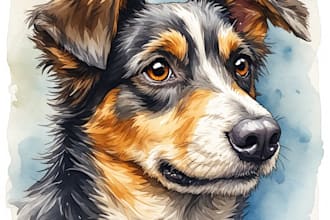 create a cartoon pet portrait from photo