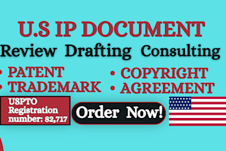 draft and review US patent trademark and IP documents
