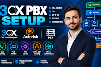 setup 3cx cfd asterisk call center pbx IVR sip did routing and phone automation