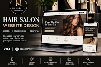 design a hair salon website, hairdresser website, and barber website