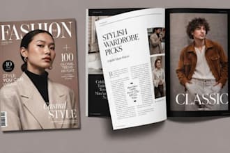 design a luxury fashion magazine and editorial layout