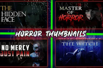 create creepy horror thumbnail for gaming and youtube videos