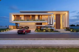 produce building render for real estate marketing, luxury house exterior visual